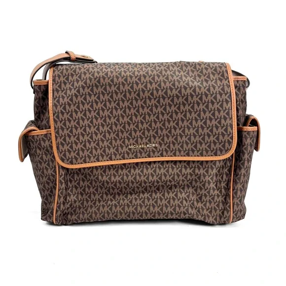 NWT MICHAEL Michael Kors Large Monogram Print Diaper Bag in Brown/acorn - Picture 5 of 9